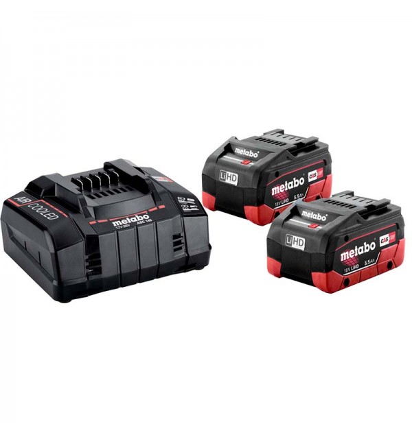 METABO ΣΕΤ 2 ΜΠΑΤΑΡΙΕΣ ΛΙΘΙΟΥ 18V 5.5Ah ΜΕ ΦΟΡΤΙΣΤΗ 12-36V